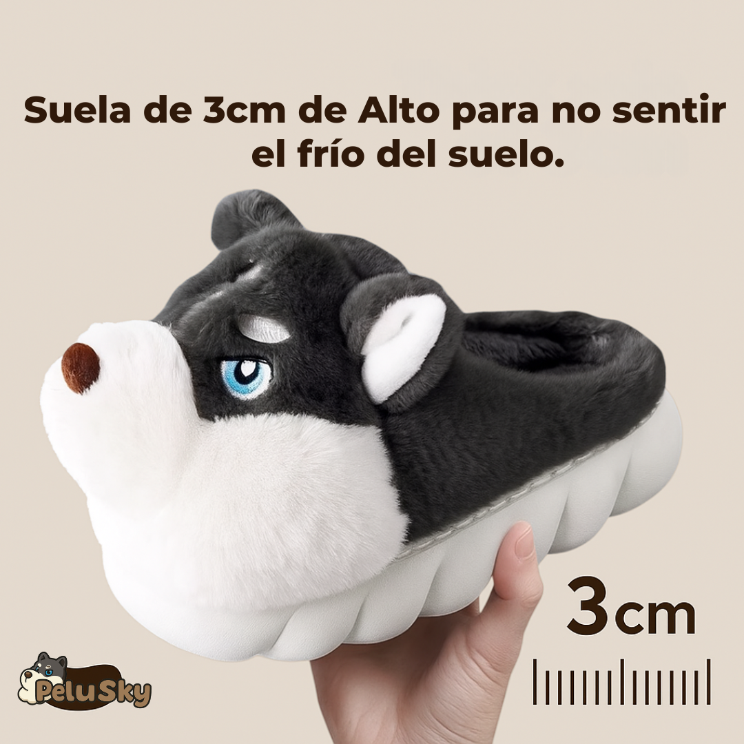 Pantuflas de invierno husky, suaves y cálidas