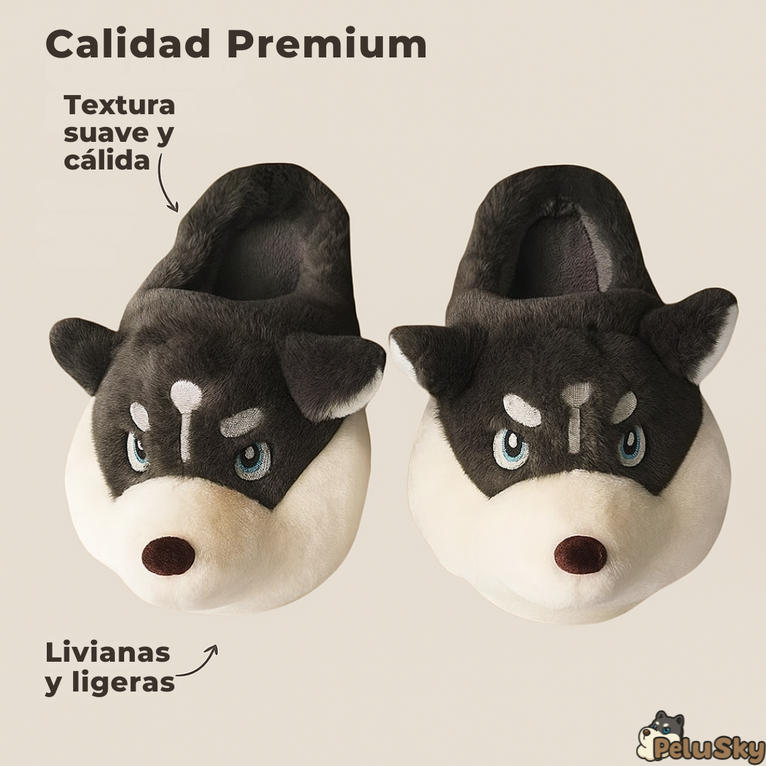 Pantuflas de invierno husky, suaves y cálidas