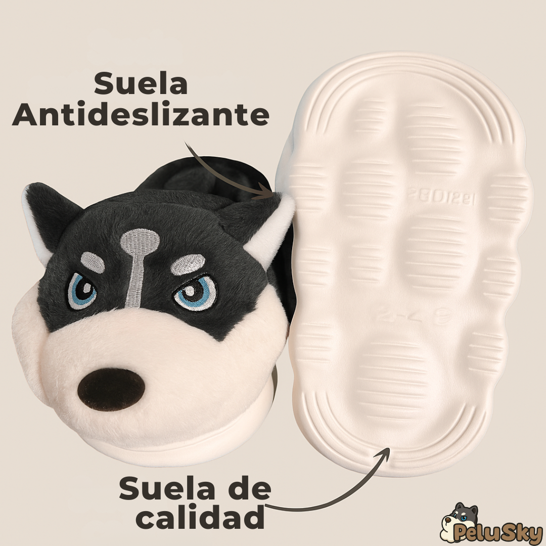 Pantuflas de invierno husky, suaves y cálidas