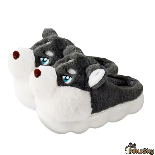 Pantuflas de invierno husky, suaves y cálidas